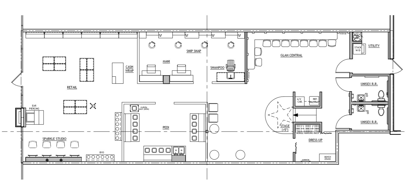 Example of typical Sweet and Sassy location floor plan 